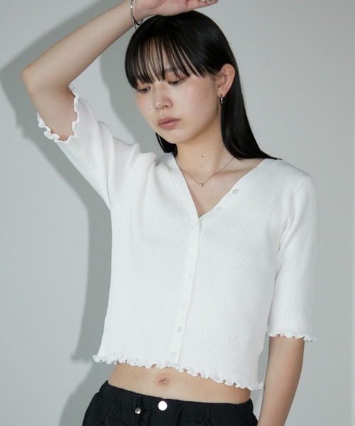 アンドマリー リボン トップス 白 andmary Zoe ribbon tops ホワイト 白 アンドマリー リボン