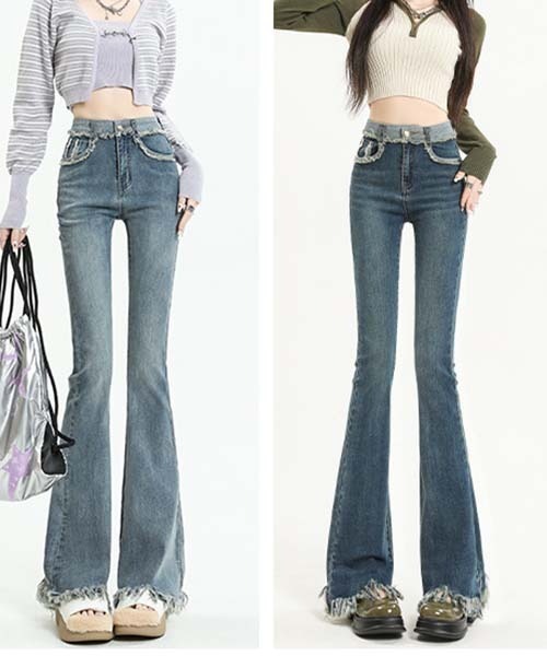 gossip!ロサンゼルス(ゴシップロサンゼルス)の「フリンジディテールハイウェストデニムパンツ(デニムパンツ・レディース・ブルー/ライトブルー/ブラック・L/S/M)」の20枚目の写真