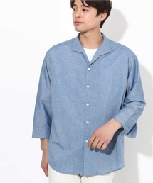 a.v.v（アーヴェヴェ）の「【さらさらタッチ】リネン混スタンドカラーシャツ 8分袖（さらリネシリーズ）（シャツ/ブラウス・メンズ）」