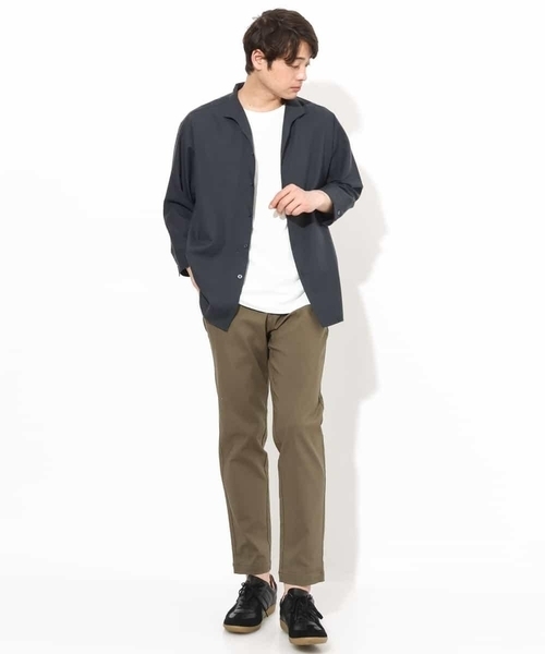a.v.v（アーヴェヴェ）の「【さらさらタッチ】リネン混スタンドカラーシャツ 8分袖（さらリネシリーズ）（シャツ/ブラウス・メンズ・チャコールグレー/ブルー・46/48/50）」の11枚目の写真