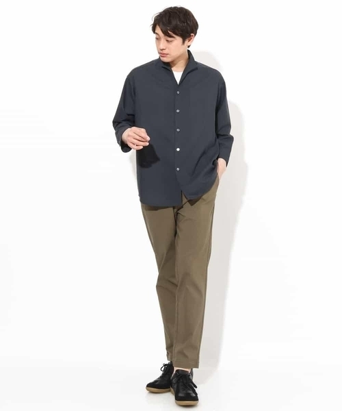 a.v.v（アーヴェヴェ）の「【さらさらタッチ】リネン混スタンドカラーシャツ 8分袖（さらリネシリーズ）（シャツ/ブラウス・メンズ・チャコールグレー/ブルー・46/48/50）」の13枚目の写真