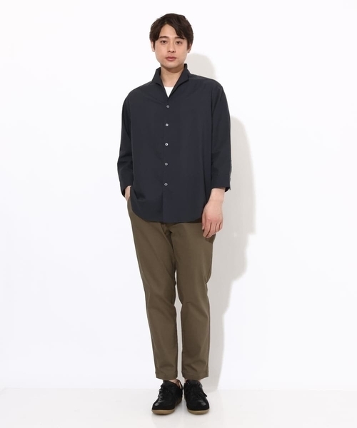 a.v.v（アーヴェヴェ）の「【さらさらタッチ】リネン混スタンドカラーシャツ 8分袖（さらリネシリーズ）（シャツ/ブラウス・メンズ・チャコールグレー/ブルー・46/48/50）」の14枚目の写真