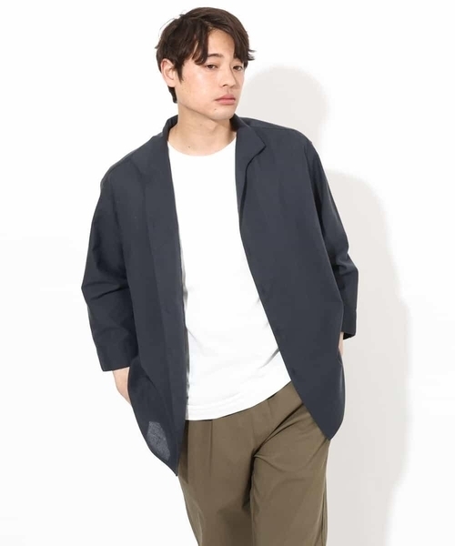 a.v.v（アーヴェヴェ）の「【さらさらタッチ】リネン混スタンドカラーシャツ 8分袖（さらリネシリーズ）（シャツ/ブラウス・メンズ・チャコールグレー/ブルー・46/48/50）」の19枚目の写真