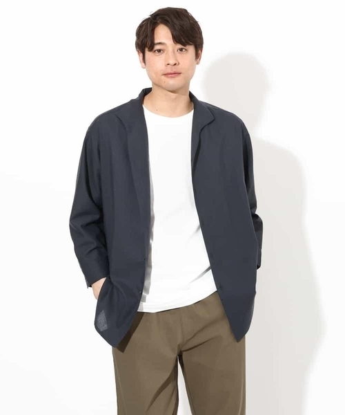 a.v.v（アーヴェヴェ）の「【さらさらタッチ】リネン混スタンドカラーシャツ 8分袖（さらリネシリーズ）（シャツ/ブラウス・メンズ・チャコールグレー/ブルー・46/48/50）」の20枚目の写真