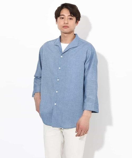 a.v.v（アーヴェヴェ）の「【さらさらタッチ】リネン混スタンドカラーシャツ 8分袖（さらリネシリーズ）（シャツ/ブラウス・メンズ・チャコールグレー/ブルー・46/48/50）」の21枚目の写真