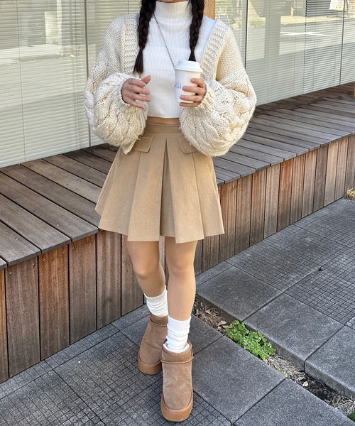 RiLi(リリ)の「脚長プリーツスカパン【RL】(スカート・レディース・ベージュ/チャコールグレー・S/M)」の3枚目の写真