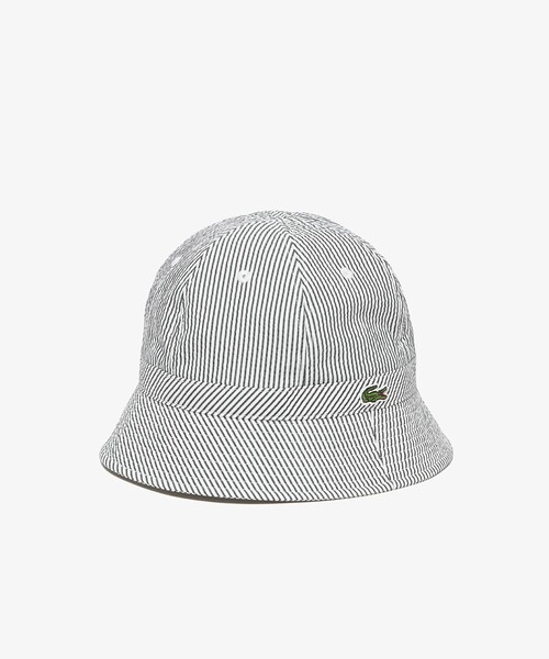 LACOSTE(ラコステ)の「吸水速乾 COOL MAX クールマックス シアサッカー バケットハット(ハット・メンズ・サックスブルー/ネイビー・58cm)」の4枚目の写真