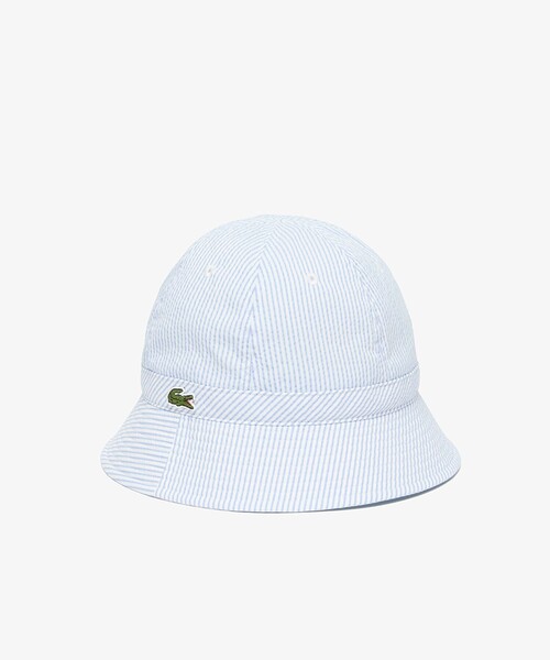 LACOSTE(ラコステ)の「吸水速乾 COOL MAX クールマックス シアサッカー バケットハット(ハット・メンズ・サックスブルー/ネイビー・58cm)」の6枚目の写真