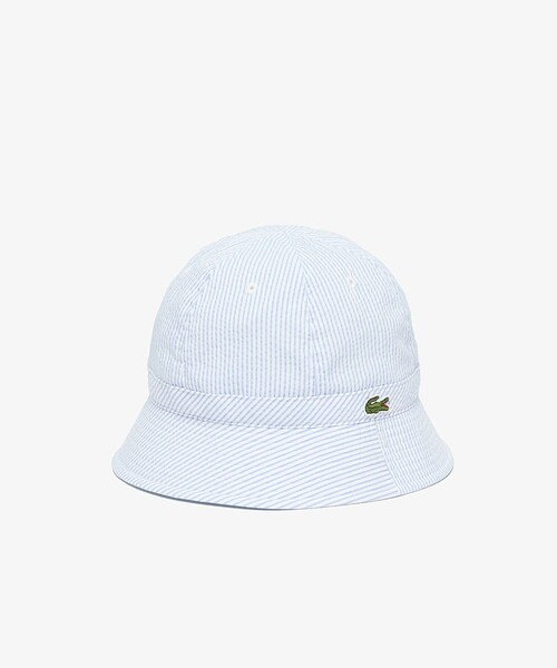 LACOSTE(ラコステ)の「吸水速乾 COOL MAX クールマックス シアサッカー バケットハット(ハット・メンズ・サックスブルー/ネイビー・58cm)」の7枚目の写真