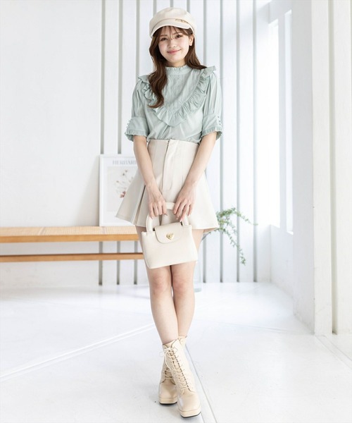 clear(クリア)の「ピンタックフリル半袖ブラウス≪2024SS≫(シャツ/ブラウス・レディース・ピンク/ミント/オフホワイト・F)」の13枚目の写真