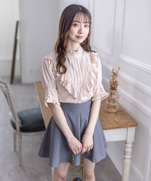 clear(クリア)の「ピンタックフリル半袖ブラウス≪2024SS≫(シャツ/ブラウス・レディース・ピンク/ミント/オフホワイト・F)」の14枚目の写真