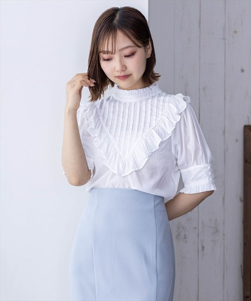 clear(クリア)の「ピンタックフリル半袖ブラウス≪2024SS≫(シャツ/ブラウス・レディース・ピンク/ミント/オフホワイト・F)」の16枚目の写真