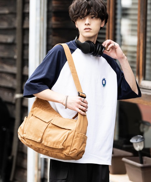 Rocky Monroe（ロッキーモンロー）の「キャンバスビックポケットメッセンジャーショルダーバッグ（メッセンジャーバッグ・メンズ・カーキ/アイボリー/ブラック/ブラウン・FREE）」の18枚目の写真