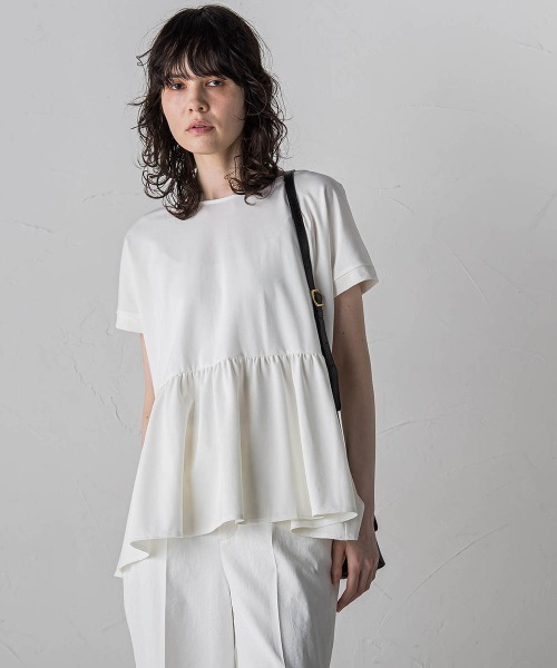 la.f…(ラエフ)の「マシュマロポンチペプラムカットソー≪洗濯機で洗える≫(Tシャツ/カットソー・レディース・オフホワイト/ブラック/グリーン/イエロー・9号)」の2枚目の写真