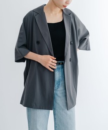 refinedworks | 【refinedworks】 ドライ質感の半袖シャツジャケット(テーラードジャケット)