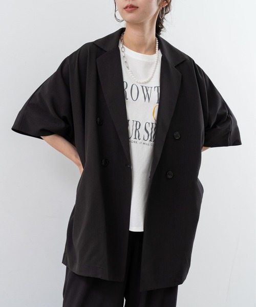 refinedworks(リファインドワークス)の「【refinedworks】 ドライ質感の半袖シャツジャケット(テーラードジャケット・レディース・ブラウン/グレー/ブラック・FREE)」の15枚目の写真