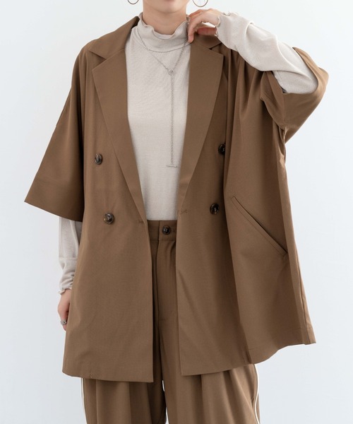 refinedworks(リファインドワークス)の「【refinedworks】 ドライ質感の半袖シャツジャケット(テーラードジャケット・レディース・ブラウン/グレー/ブラック・FREE)」の17枚目の写真