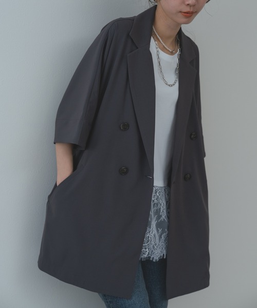 refinedworks(リファインドワークス)の「【refinedworks】 ドライ質感 の 半袖 シャツ ジャケット(テーラードジャケット・レディース・ブラウン/グレー/ブラック・FREE)」の17枚目の写真