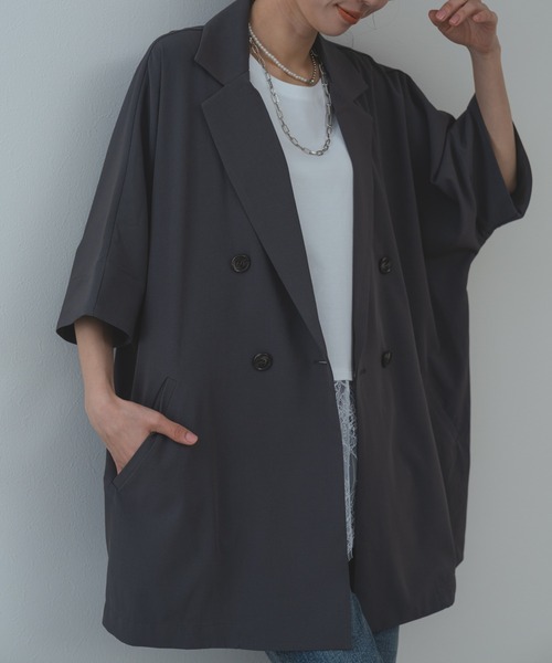 refinedworks(リファインドワークス)の「【refinedworks】 ドライ質感 の 半袖 シャツ ジャケット(テーラードジャケット・レディース・ブラウン/グレー/ブラック・FREE)」の18枚目の写真