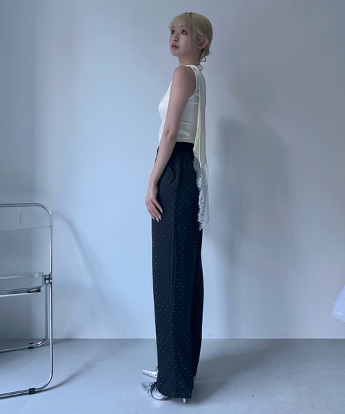 MAINLYTRULY（メインリィトゥルリィ）の「サテン ラインストーン パンツ（その他パンツ・レディース・ブラック・M）」の8枚目の写真