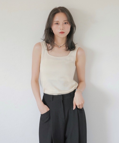 セール】スクエアネックニットタンクトップ／square neck knit