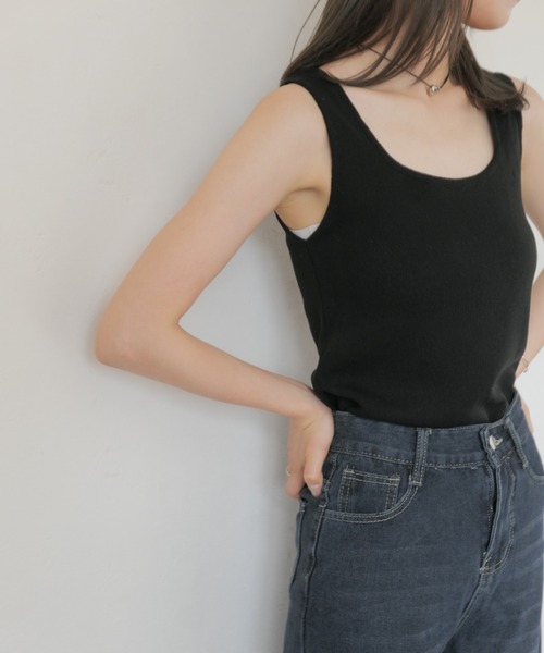 セール】スクエアネックニットタンクトップ／square neck knit