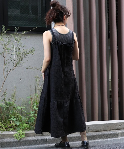 DOUBLE NAME（ダブルネーム）の「ふくれジャガード切替ギャザーキャミワンピース（ワンピース・レディース・オフホワイト/ブラック・FREE）」の8枚目の写真