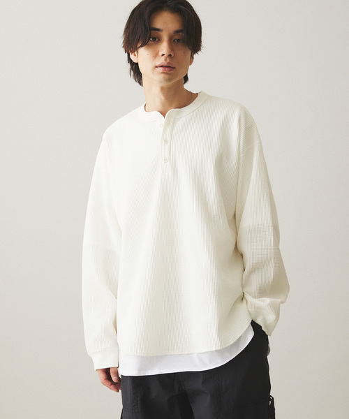 417 EDIFICE（フォーワンセブンエディフィス）の「”PERFECTECH” サーマルクルーネック（Tシャツ/カットソー・メンズ・ホワイト/ブラック・MEDIUM/LARGE）」の2枚目の写真