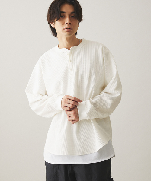 417 EDIFICE（フォーワンセブンエディフィス）の「”PERFECTECH” サーマルクルーネック（Tシャツ/カットソー・メンズ・ホワイト/ブラック・MEDIUM/LARGE）」の5枚目の写真