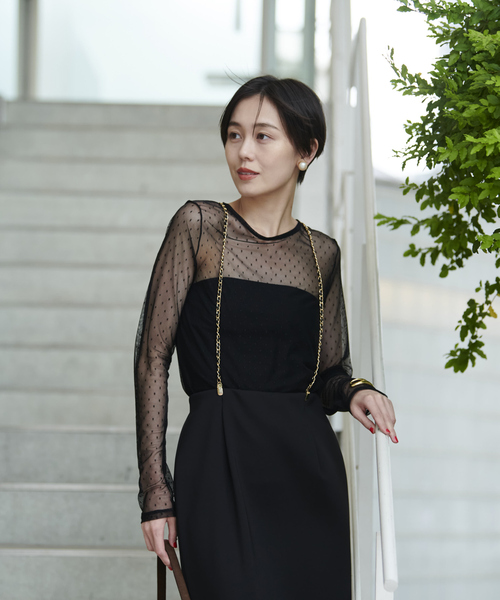 Rouge vif Anna(ルージュヴィフアンナ)の「ドットチュールシアーTシャツ(Tシャツ/カットソー・レディース・ブラック/ホワイト・フリー)」の11枚目の写真