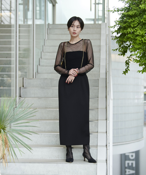 Rouge vif Anna(ルージュヴィフアンナ)の「ドットチュールシアーTシャツ(Tシャツ/カットソー・レディース・ブラック/ホワイト・フリー)」の3枚目の写真