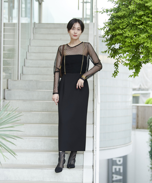 Rouge vif Anna(ルージュヴィフアンナ)の「ドットチュールシアーTシャツ(Tシャツ/カットソー・レディース・ブラック/ホワイト・フリー)」の4枚目の写真