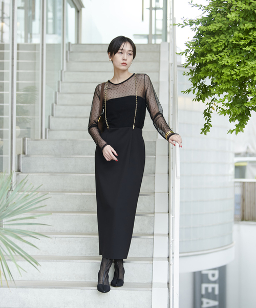 Rouge vif Anna(ルージュヴィフアンナ)の「ドットチュールシアーTシャツ(Tシャツ/カットソー・レディース・ブラック/ホワイト・フリー)」の5枚目の写真