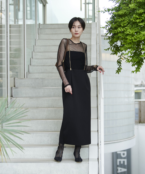 Rouge vif Anna(ルージュヴィフアンナ)の「ドットチュールシアーTシャツ(Tシャツ/カットソー・レディース・ブラック/ホワイト・フリー)」の6枚目の写真