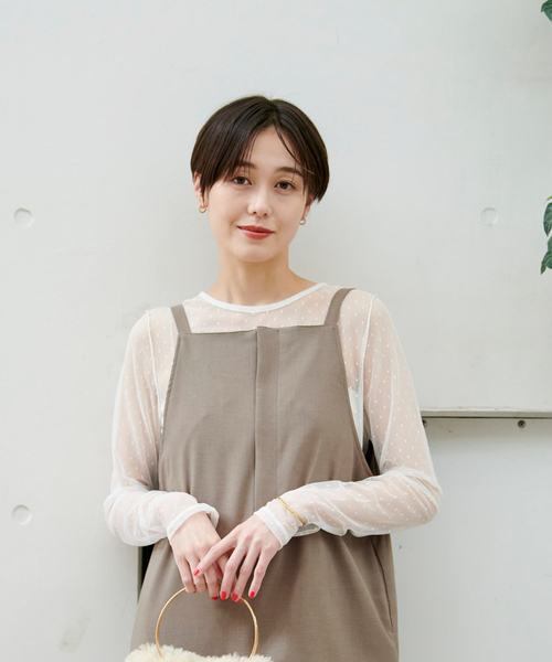 ドットチュールシアーTシャツ ad thie tシャツ ドットチュール シアートップス レディース