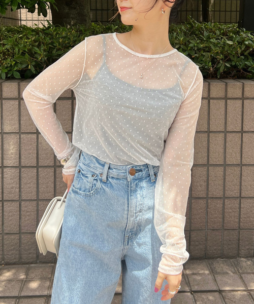 【セール】ドットチュールシアーTシャツ（Tシャツ/カットソー）｜Rouge vif Anna（ルージュヴィフアンナ）