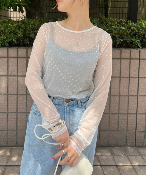 【セール】ドットチュールシアーTシャツ（Tシャツ/カットソー）｜Rouge vif Anna（ルージュヴィフアンナ）