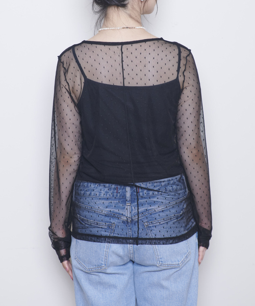 Rouge vif Anna(ルージュヴィフアンナ)の「ドットチュールシアーTシャツ(Tシャツ/カットソー・レディース・ブラック/ホワイト・フリー)」の16枚目の写真
