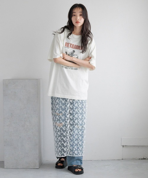 LOWRYS FARM（ローリーズファーム）の「レースレイヤードスカート　　137693（スカート・レディース・アイボリー/ブラック・FREE）」の4枚目の写真