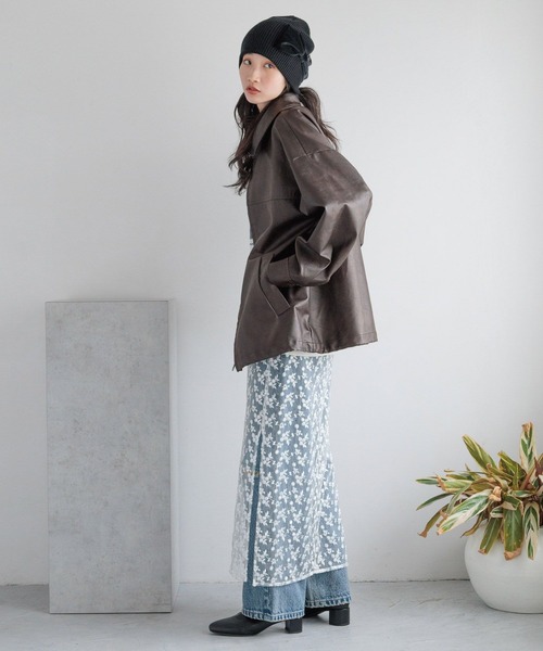 LOWRYS FARM（ローリーズファーム）の「レースレイヤードスカート　　137693（スカート・レディース・アイボリー/ブラック・FREE）」の8枚目の写真