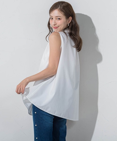 QUEENS COURT（クイーンズコート）の「フラワーモチーフノースリーブチュニック≪洗濯機で洗える≫（チュニック・レディース・ホワイト/ブラック/ブラック系その他・M）」の14枚目の写真