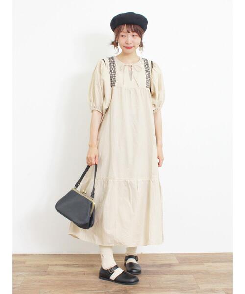 Samansa Mos2（サマンサ モスモス）の「刺繍スキッパーワンピース（ワンピース・レディース・ブルー/オフホワイト/キナリ/ブラック・F）」の3枚目の写真