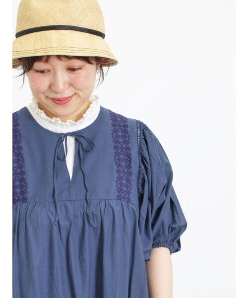 Samansa Mos2（サマンサ モスモス）の「刺繍スキッパーワンピース（ワンピース・レディース・ブルー/オフホワイト/キナリ/ブラック・F）」の16枚目の写真