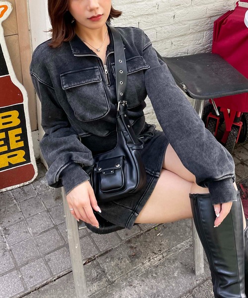 【セール】ピグメントハーフジップスウェットトップス（スウェット）｜SPIRALGIRL（スパイラルガール）