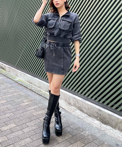 【セール】ピグメントハーフジップスウェットトップス（スウェット）｜SPIRALGIRL（スパイラルガール）