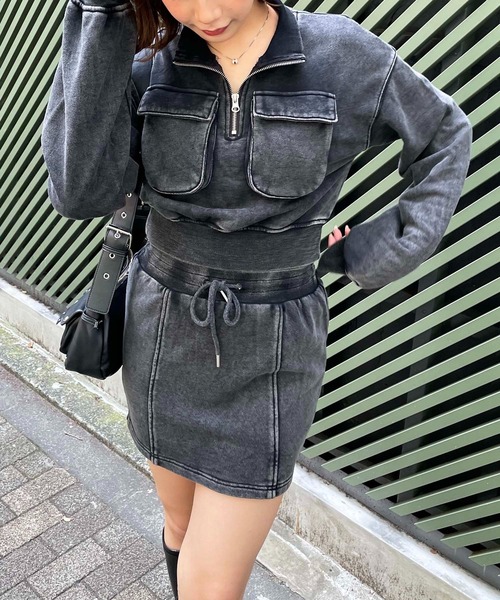 【セール】ピグメントハーフジップスウェットトップス（スウェット）｜SPIRALGIRL（スパイラルガール）