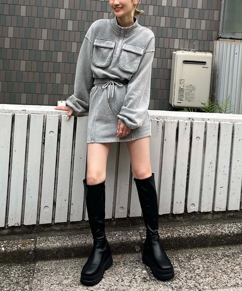 【セール】ピグメントハーフジップスウェットトップス（スウェット）｜SPIRALGIRL（スパイラルガール）