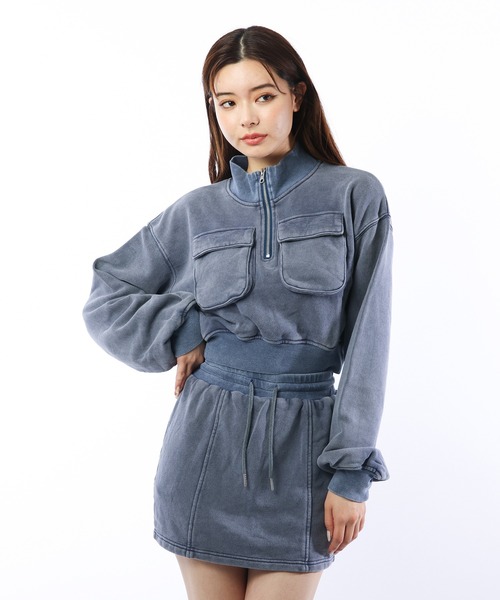 【セール】ピグメントハーフジップスウェットトップス（スウェット）｜SPIRALGIRL（スパイラルガール）