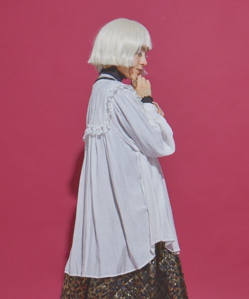 manana suerte（マニャーナスエルテ）の「レースカラーギャザーブラウス（シャツ/ブラウス・レディース・ホワイト/ブラック・FREE）」の14枚目の写真