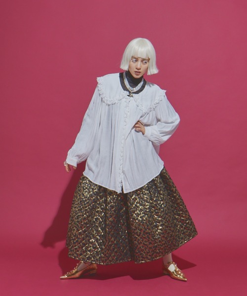 manana suerte（マニャーナスエルテ）の「レースカラーギャザーブラウス（シャツ/ブラウス・レディース・ホワイト/ブラック・FREE）」の5枚目の写真